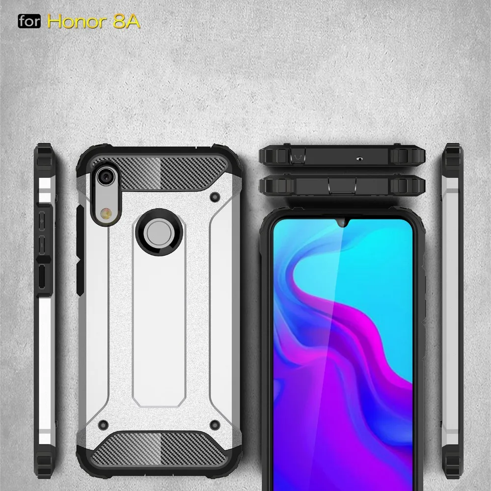 For Huawei honor 8A 8C Play Durable Armour PC+TPU Phone Case sport soft silicon edge cover ShockProof case for Honor 8X 8XMAX |