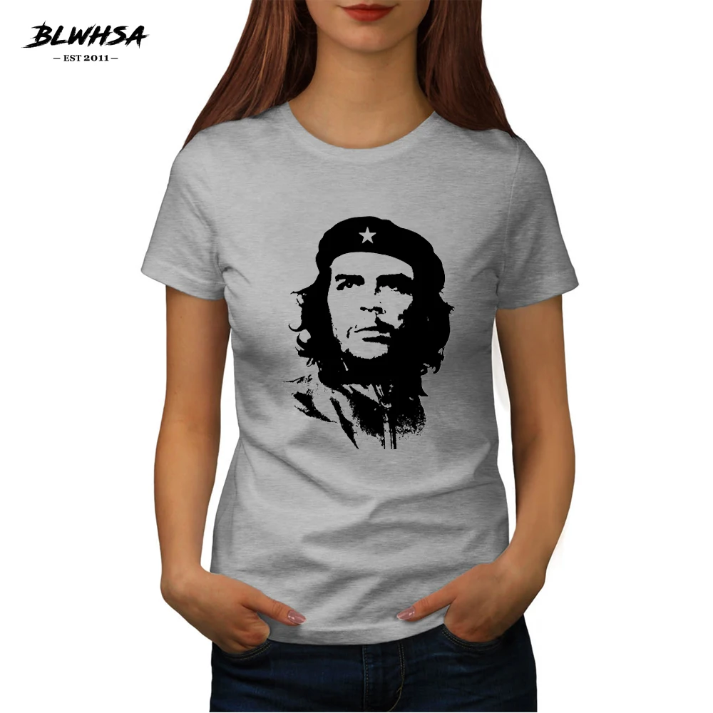 

Футболка BLWHSA Che Guevara женская с принтом, хлопковая смешная рубашка с коротким рукавом, топ для леди, стильная хипстерская одежда, на лето