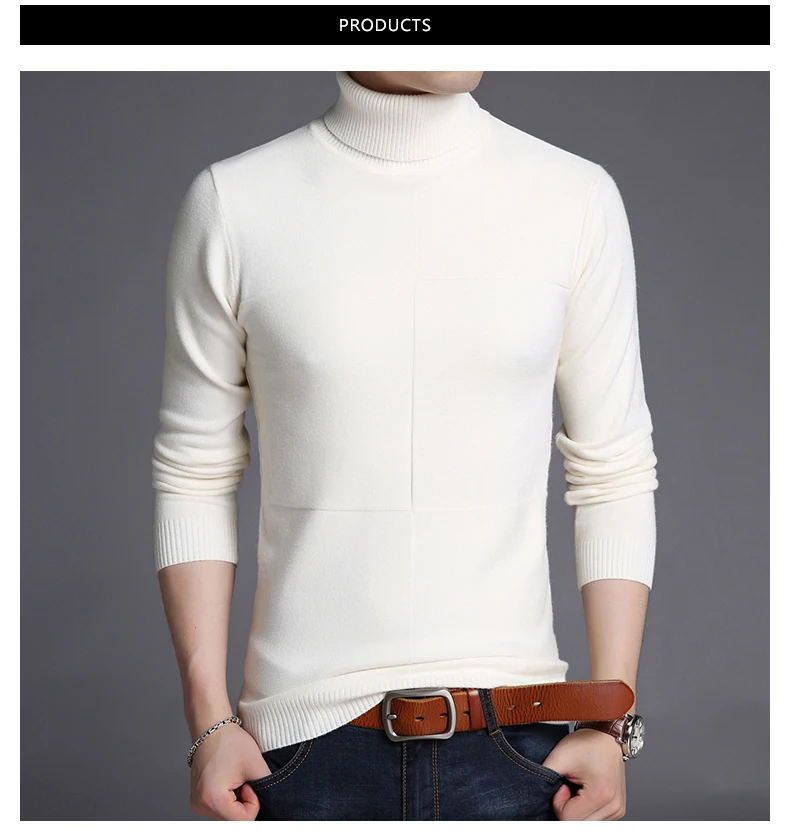 Водолазка мужская кашемировый пуловер для мужчин Slim Fit Джемперы толстые теплые осень зима корейский стиль Повседневный пуловер Homme мужская одежда