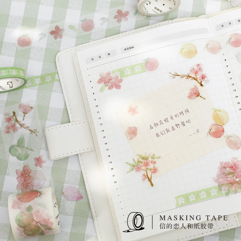 4 рулона/набор Сладкая персиковая лента для декорации Washi DIY планировщик