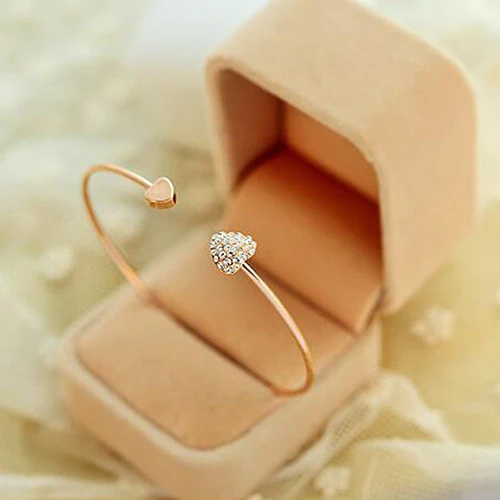 Горячие Для женщин кристалл сердце любовь рука манжеты открыть jewelry браслет