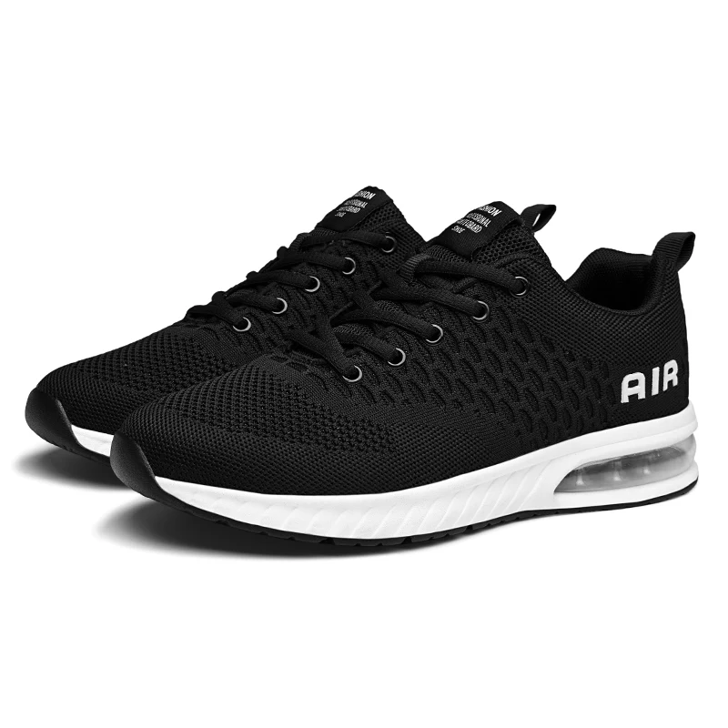 Спортивная обувь для мужчин; zapatillas hombre Deportiva; дышащая уличная спортивная обувь; мужские кроссовки с воздушной подушкой; тренировочные ботинки - Цвет: Черный