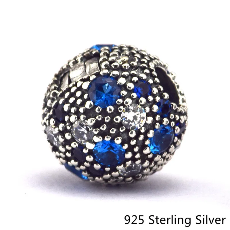 

CKK Cosmic Stars, Blue Crystals Clips Charms 925 Sterling Silver Beads Original Jewelry Fits For Bracelets