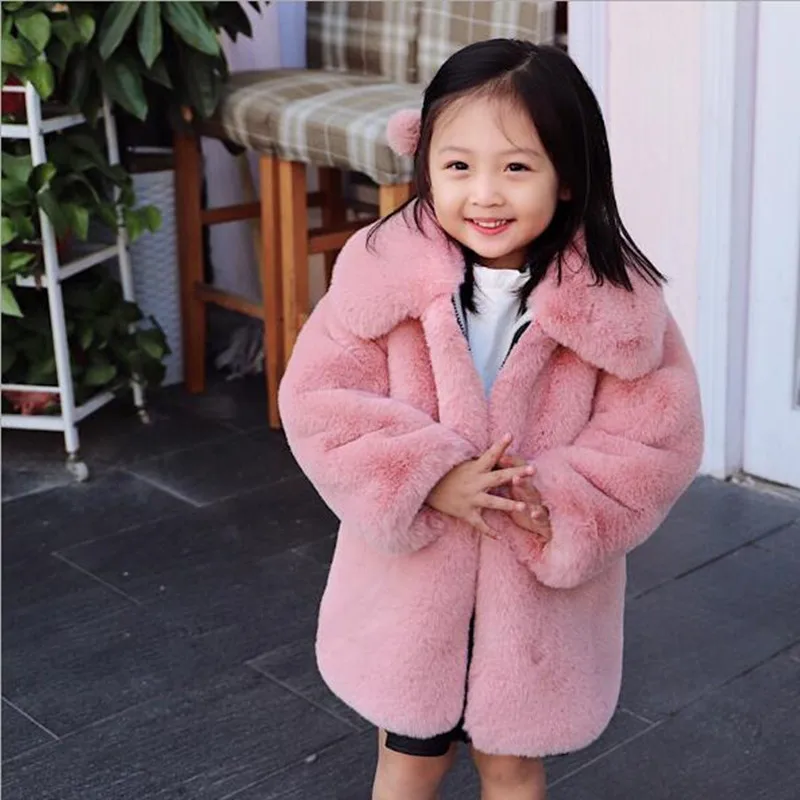 Infant And Young Children Winter Clothes Cotton Girls Baby Jacket Boys Thick Warm Long Faux Fur Coat Overcoat QV228 | Детская одежда и