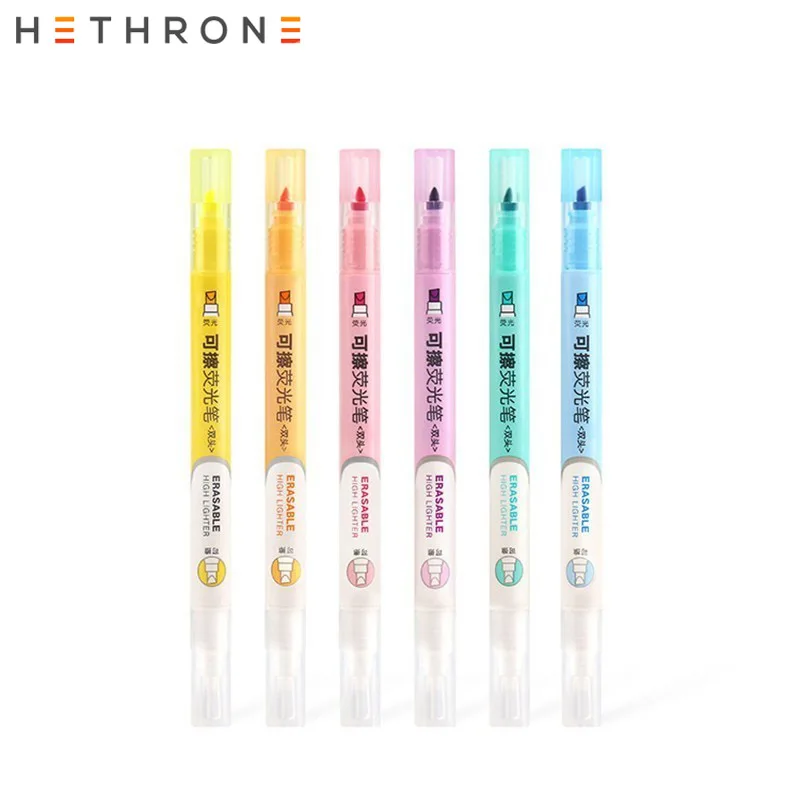 Hethrone 6 шт Двойная Головка стираемый маркер ручка флуоресцентные Fineliner ручки