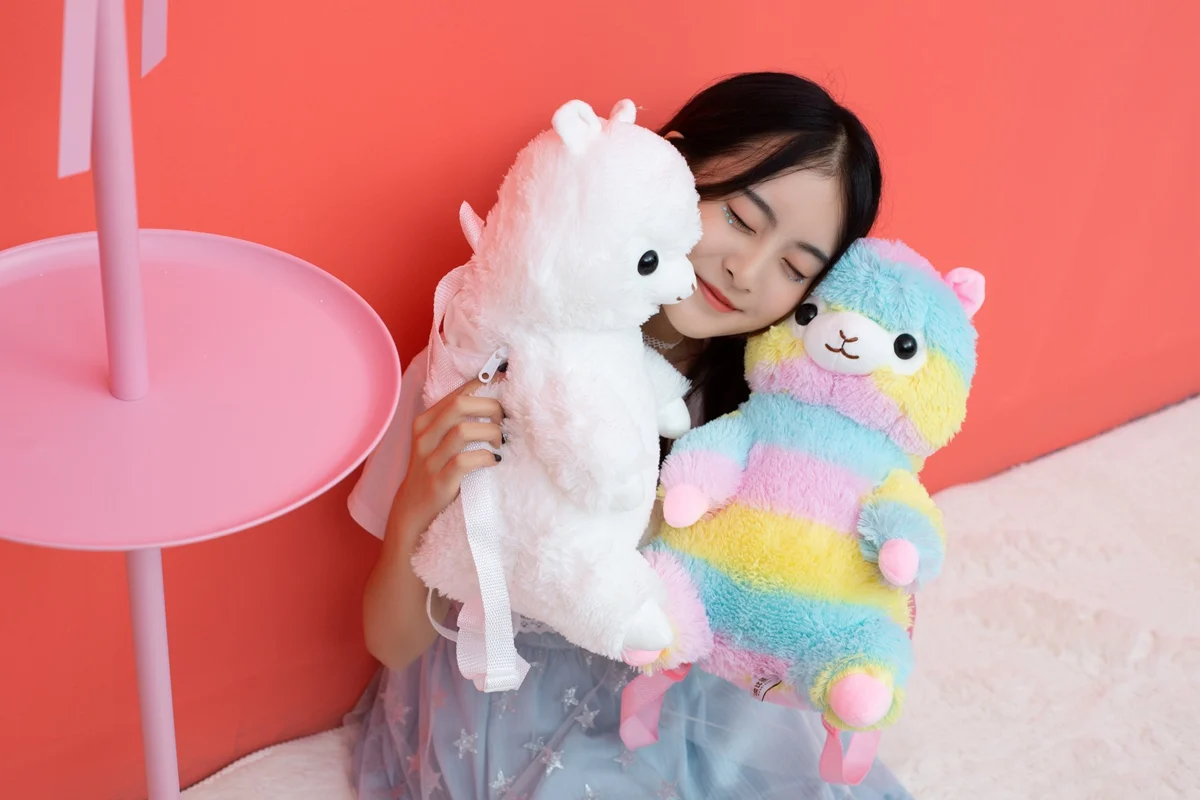 40 см Kawaii плюш из шерсти альпаки рюкзак плюшевая сумка на плечо женщина Радужная альпака мягкие детские игрушки дети девушки подарок на день рождения