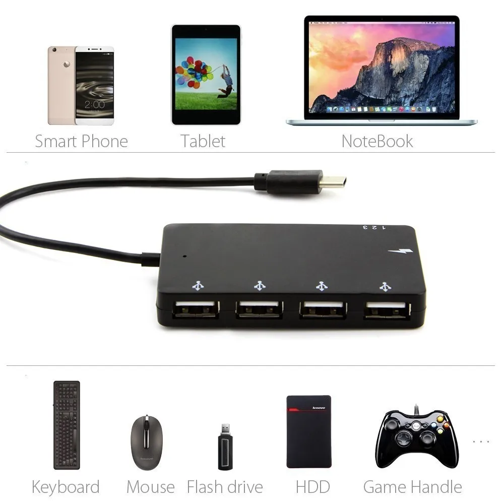 Концентратор type C 4 порта концентратор Высокоскоростной OTG USB hub разветвитель 2 0