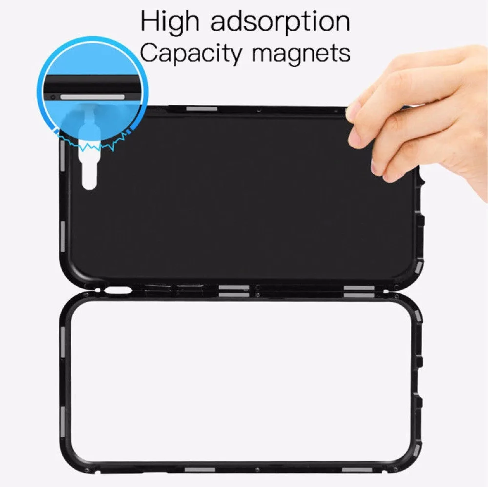 Magnetic Adsorption Case for IPhone X 8 7 6 Plus Clear Tempered Glass + Built-in Magnet iphone 6s Metal Ultra Cover |