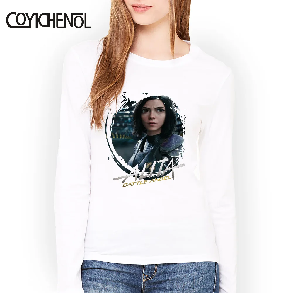 

Fashion Alita Battle Angel tshirt Long sleeve o-neck Modal slim tops no fading Printed women T-shirt COYICHENOL