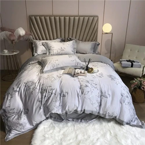 bedding set 4 Ropa de cama Tencel Silk, 4 шт., набор постельного белья KING QUEEN, роскошный пододеяльник, простыня, постельное белье dekbedovertrek - Цвет: bedding set 4