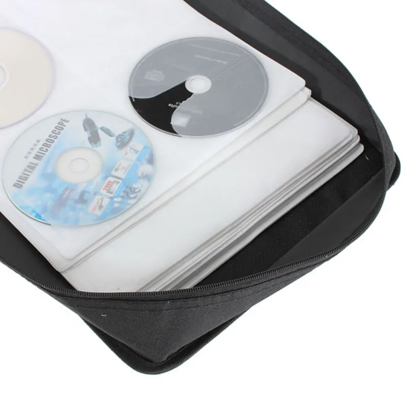 320 шт CD DVD Dics портативный чехол для хранения медиа чехол для переноски Жесткий Чехол-кошелек с держателем для бумажника с универсальной молнией черные рукава