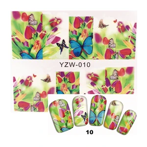YZWLE, 1 лист, цветы, перо, дизайн, переводные наклейки для ногтей, наклейки для ногтей, декоративные аксессуары - Цвет: YZW010