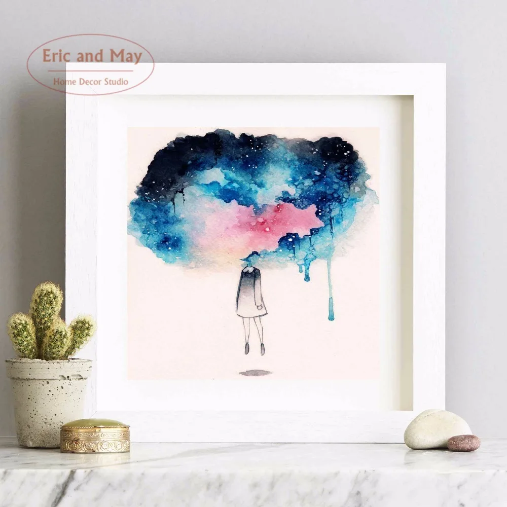 Watercolo Splash абстрактная девушка холст печать Современная живопись плакаты