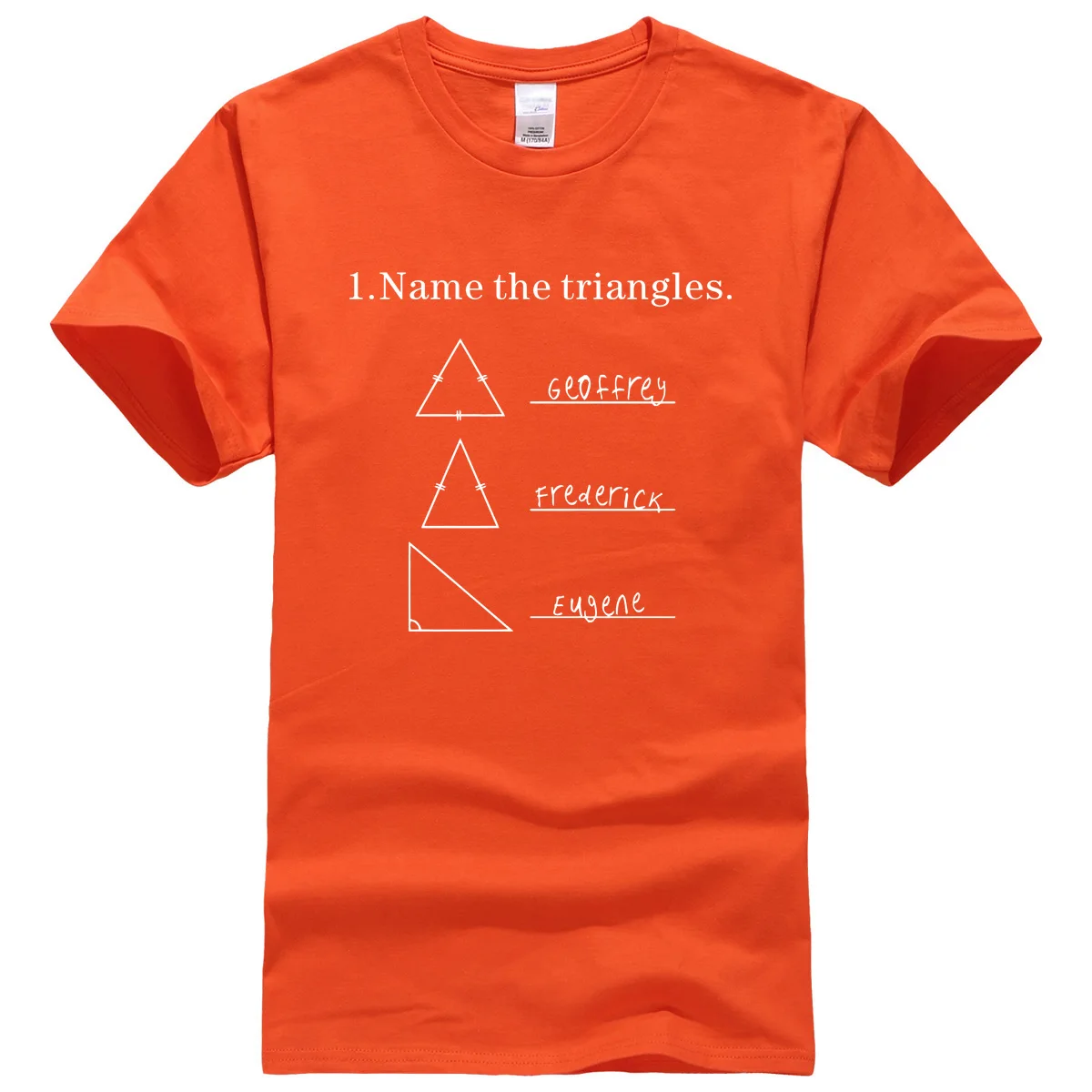 Забавная футболка с надписью «NAME The triangles» и геометрией математики, лето/весна, мужская повседневная футболка с коротким рукавом и круглым вырезом размера плюс - Цвет: orange