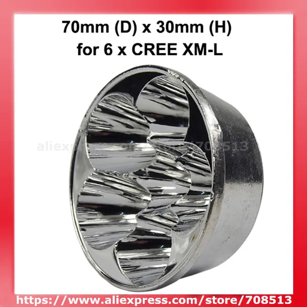 Алюминиевый отражатель SMO для 6 x Cree XM-L 70 мм (D) 30 (H) | Лампы и освещение