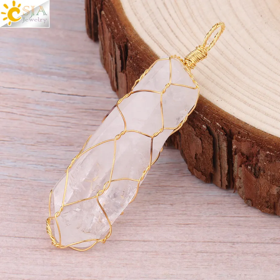 CSJA подвеска колонна с натуральным кристаллом золотого и серебряного цвета