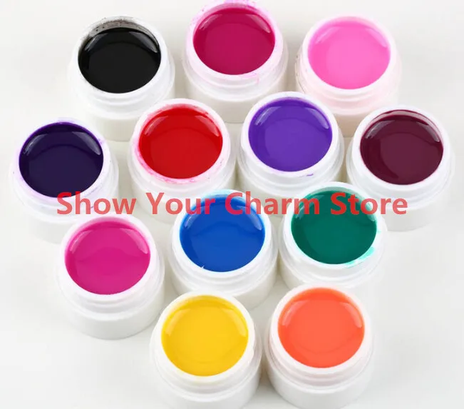 

12 Colors Professioanl Nail art Solid Color UV GEL Pure Colorful Nail Gel UV gel set UV Builder Gel