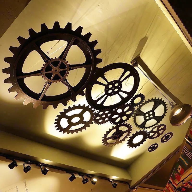 1pc Wall Art Vintage Industrial Wooden Gear Chic Home Decor Bar Gear Decor Creative Wall Decoration Background Decoration