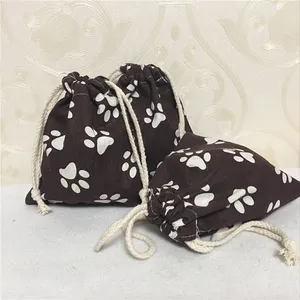 Многофункциональная сумка-Органайзер YILE из хлопка и льна, праздничный Подарочный пакет с принтом в виде лап, коричневого цвета, 8507-1