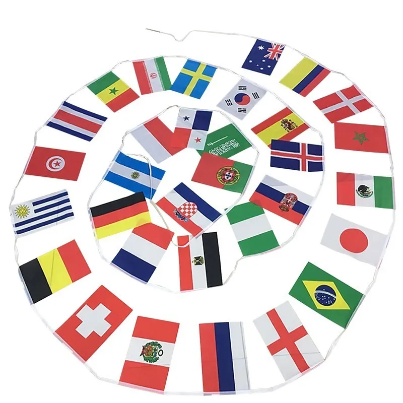 

2022 Football Soccer Team Flag Country World Banner Bunting 14*21cm String Flag