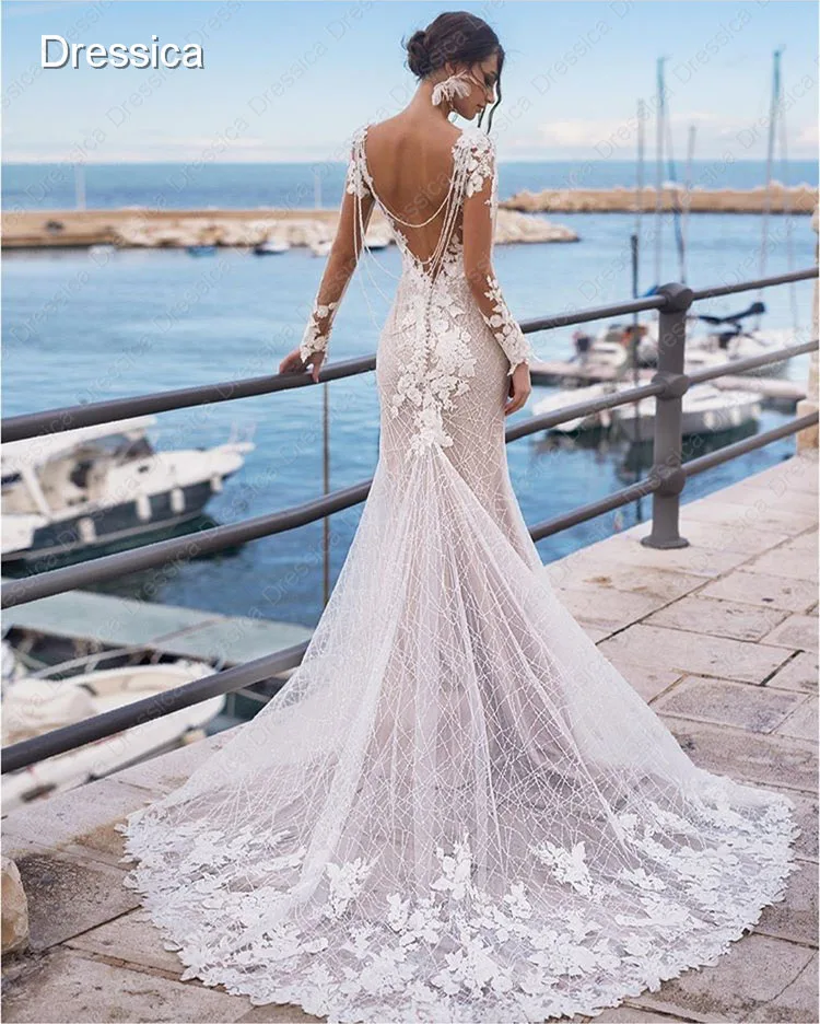 Женское свадебное платье с длинным рукавом и V-образным вырезом | Свадьбы