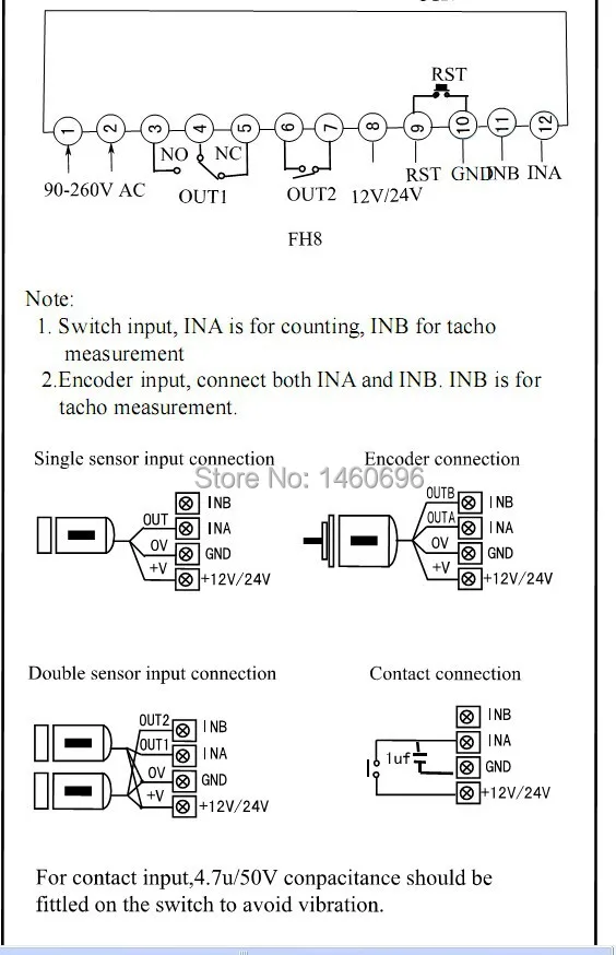 90-265 в AC/DC Mypin 6 цифр счетчик партии счетчик 2 Реле Выход FC8-6CRRB 48H X 96W