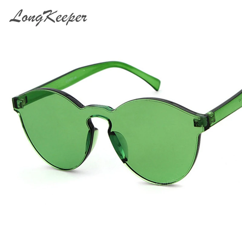 

LongKeeper New One Piece Lens Sunglasses Women Transparent Plastic Glasses Sun Glasses Clear Candy Color Brand Designer BL9803