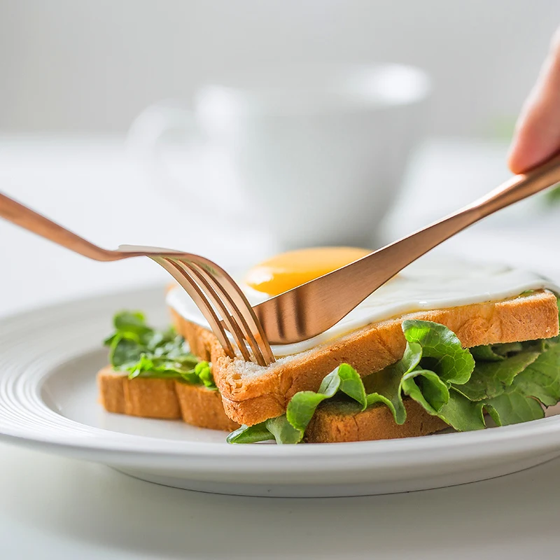 Набор посуды 30 шт матовые розовые Золотые Столовые приборы вилка ложка набор