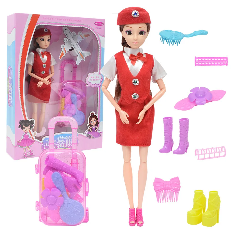 11 5 дюйма шарнир подвижный стюардесса кукла для девочек Подарочная коробка Кукла
