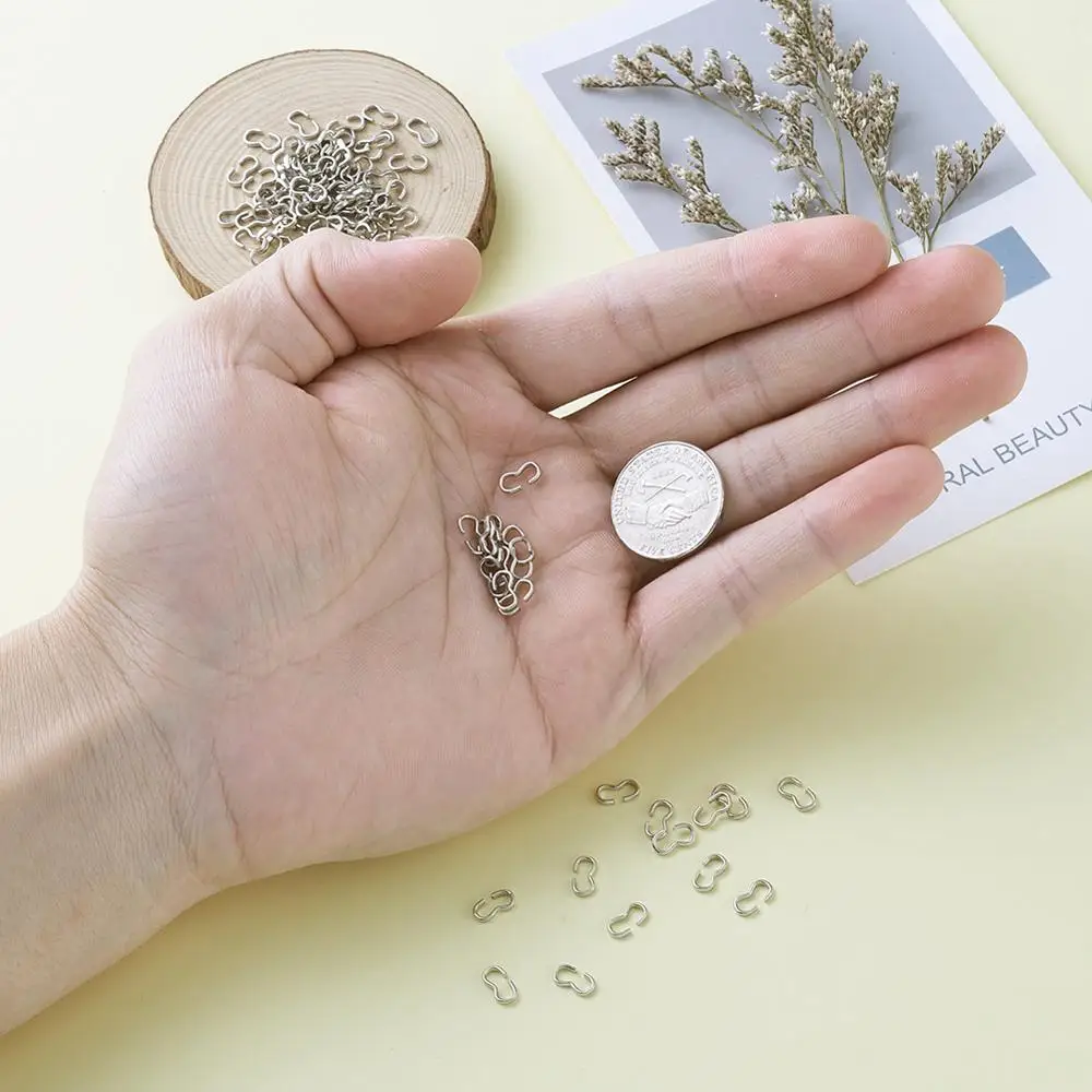 

100pcs Iron Platinum Color Clasps 8 Shape Two Ends Hook Clasp Findings Making Connector Clasps for DIY Jewelry Making