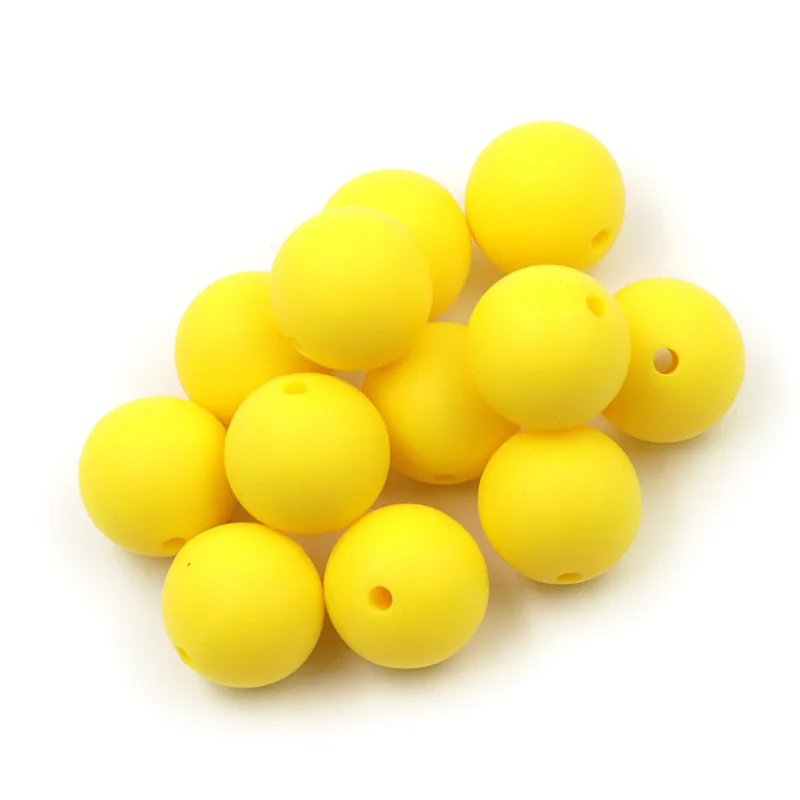 

JOJOCHEW 100pcs 9mm-19mm Yellow Hot New Silicone Baby Teething Beads BPA Free Round Cuentas de silicona Jewelry Making
