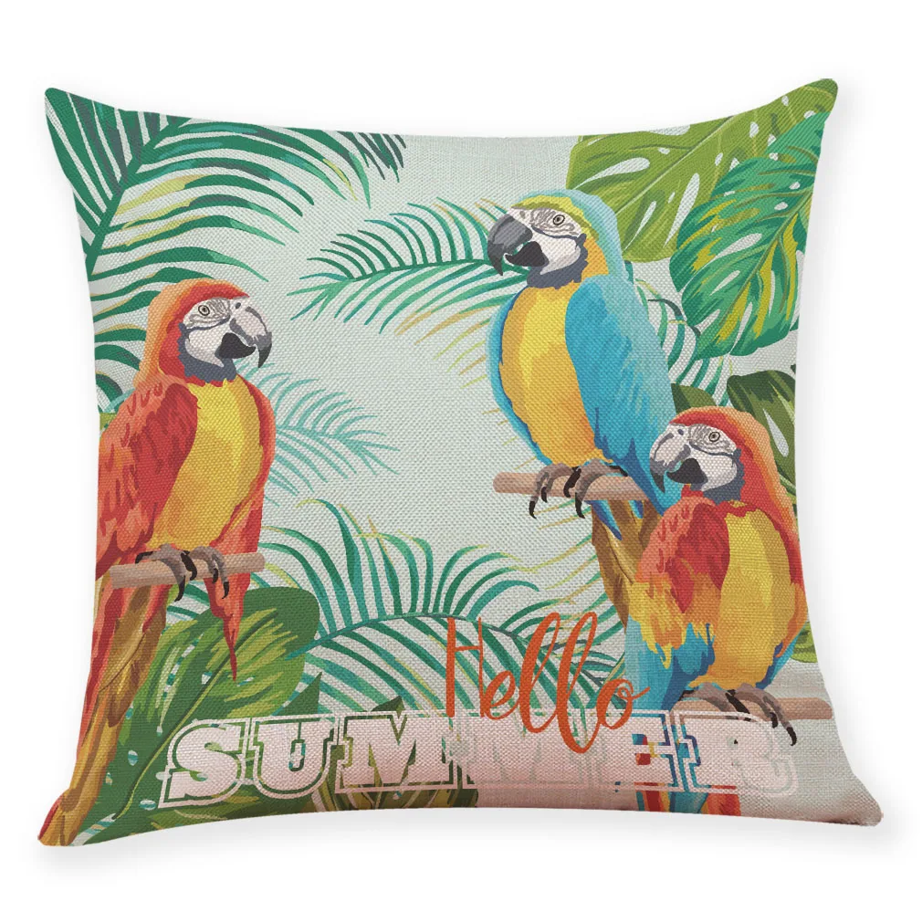 

Cushion Cover Fresh summer flowers and birds linen Single-side printing 45X45 CM Home Decorative Throw Pillow Case Cojines F2