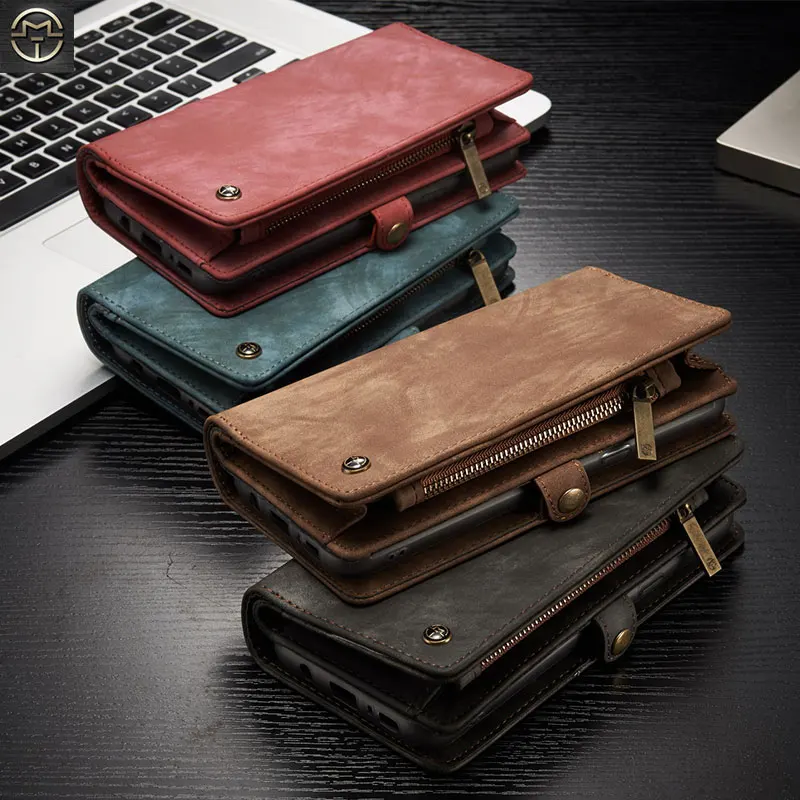 

CaseMe Multifunction Genuine Flip Leather Cover For Samsung Galaxy S8 Plus S7 Edge Magnet Kickstand Zipper Wallet Phone Case Bag
