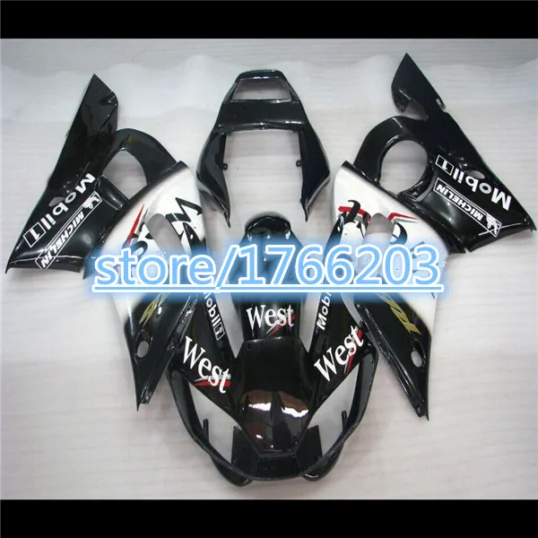 

YZF R6 Fairing kit for R6 YZF R6 98-02 white black West fairings set 1998 1999 2000 2001 2002 bodyworkBBF