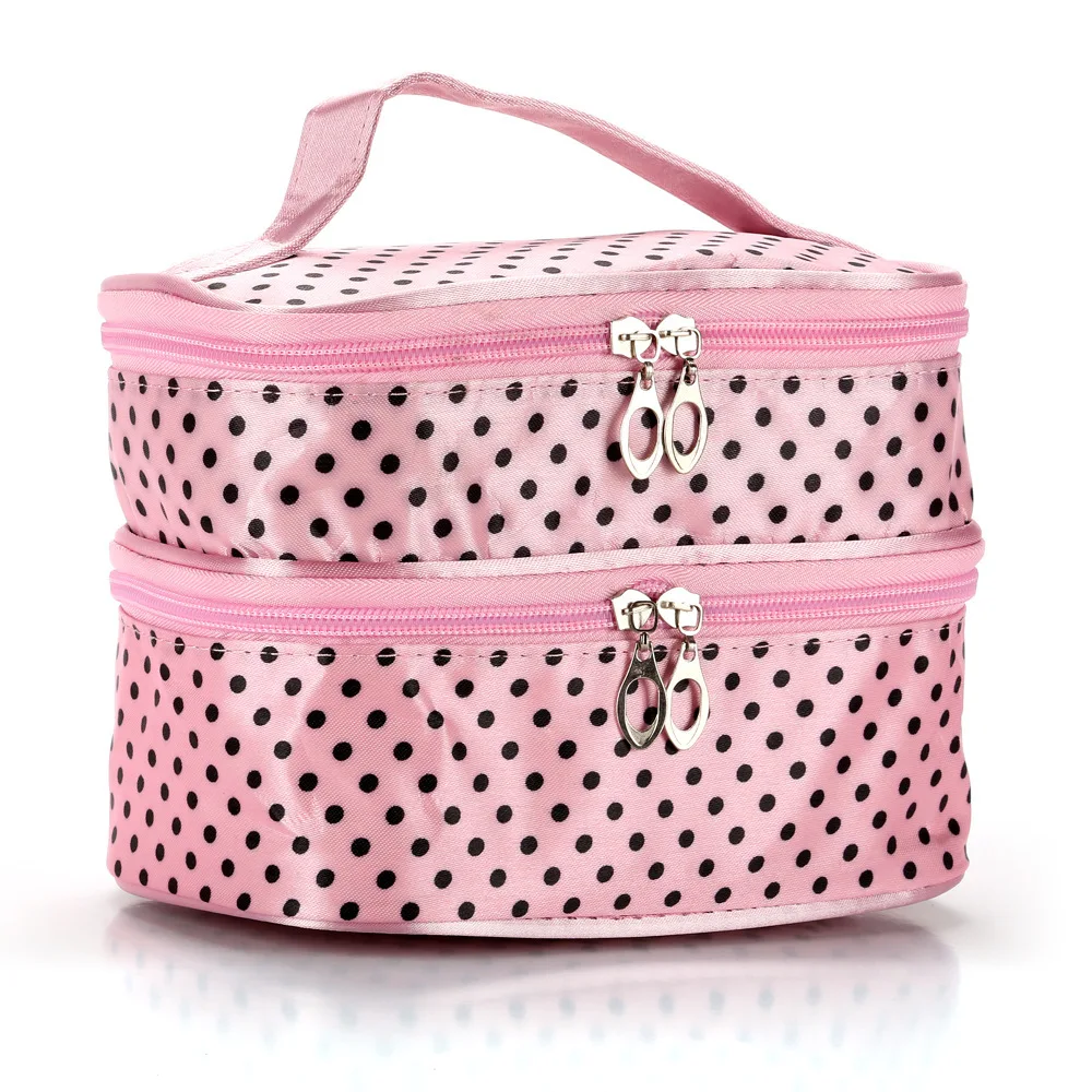 light pink Двойной слой косметики Сумка-несессер дорожный Органайзер для косметики туалетный набор гигиенический душ сумка большой водонепроницаемый чехол - Цвет: light pink