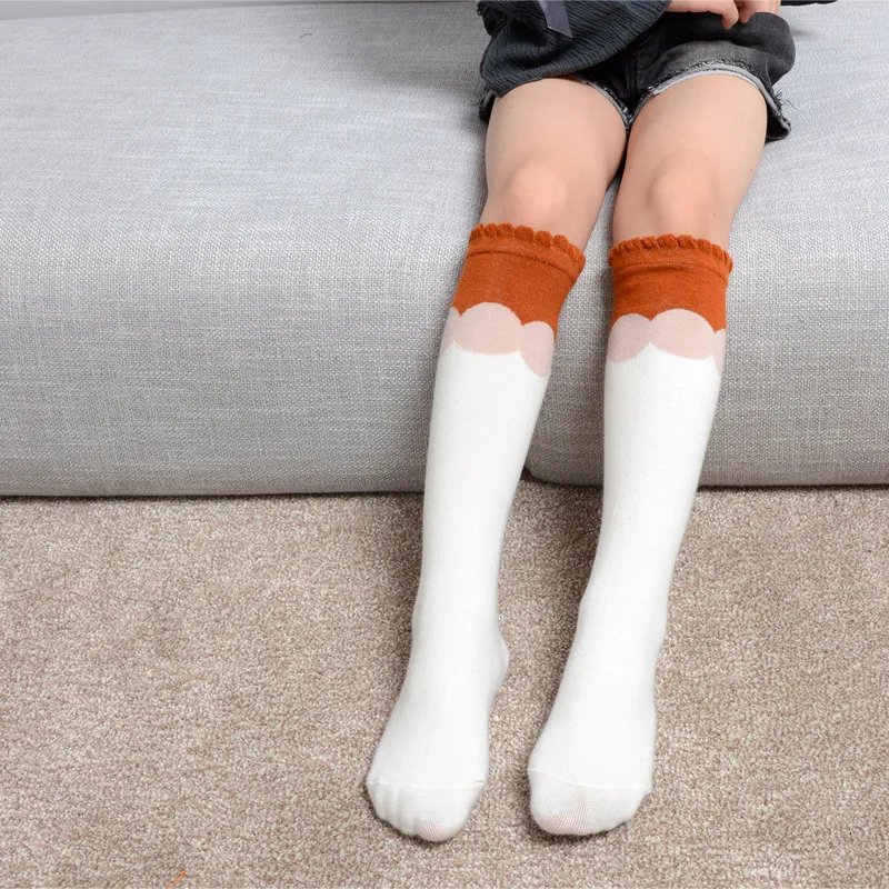White B Wecute/Детские гольфы в полоску с героями мультфильмов детские модные мягкие хлопковые гольфы детские носки с принтом в виде глаз и капель дождя - Цвет: White B