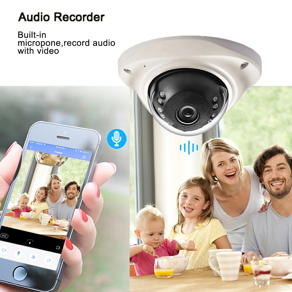 Купить Ip-камера Hamrolte H.265 SONY IMX307 Senor 1080P, антивандальная купольная камера, Аудиозапись, обнаружение движения, видеокамера ONVIF