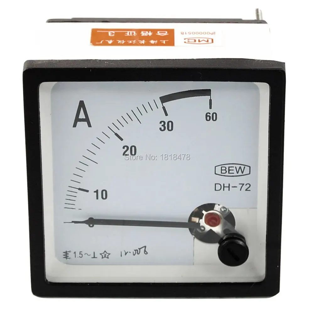 

SQ72-30A AC 0-30A Class 1.5 Accuracy Analog Square Panel Meter Ammeter DH72 72mm x 72mm