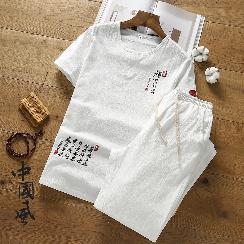 Комплект из 2 предметов мужской спортивный костюм в китайском стиле короткий