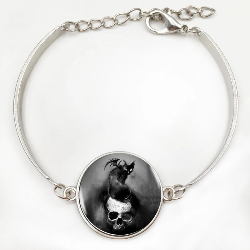 Женское ожерелье с подвеской в виде кота на черепе|choker necklace|pendant chokernecklace glass |