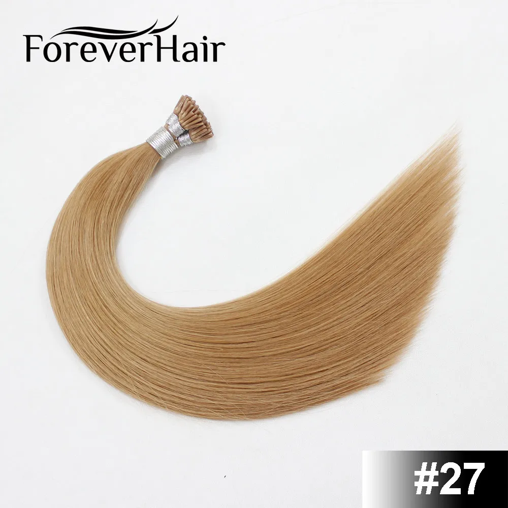 #27 FOREVER HAIR 1 г/локон 1" 18" 2" 24" Настоящие Remy Предварительно скрепленные человеческие волосы для наращивания кератин I Tip прямые человеческие волосы на капсуле 50 г/pac - Цвет: #27