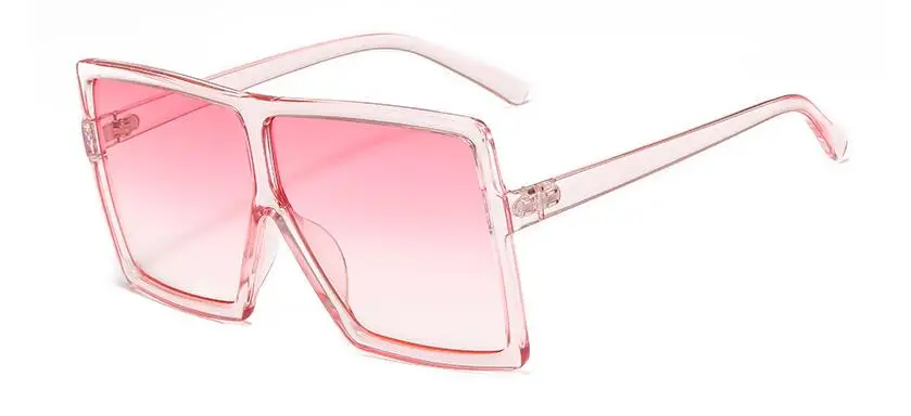 pink pink Ретро негабаритных Квадратные Солнцезащитные очки для женщин прозрачная большая оправа модные очки с градиентными линзами мужские черные очки с плоским верхом синие линзы - Цвет линз: pink pink