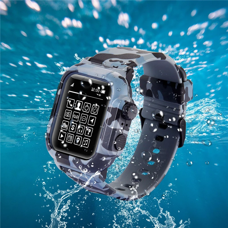 Ремешок для Apple watch 42 мм 44 водонепроницаемый Камуфляжный костюм браслет наручный