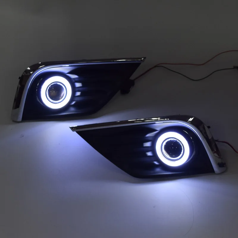 QINYI инновационный COB angel eye Светодиодный дневной ходовой светильник DRL+ галогенный противотуманный светильник+ объектив проектора для Nissan teana altima