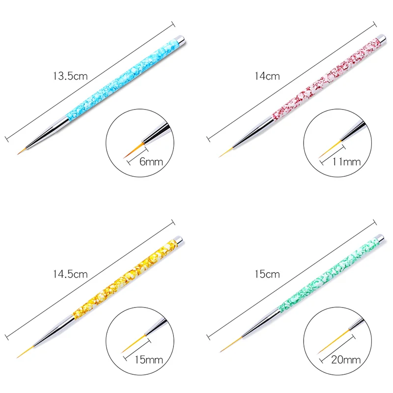 4 шт./компл. акрил для дизайна ногтей линии сетки полосатая кисть 3D Советы Дизайн