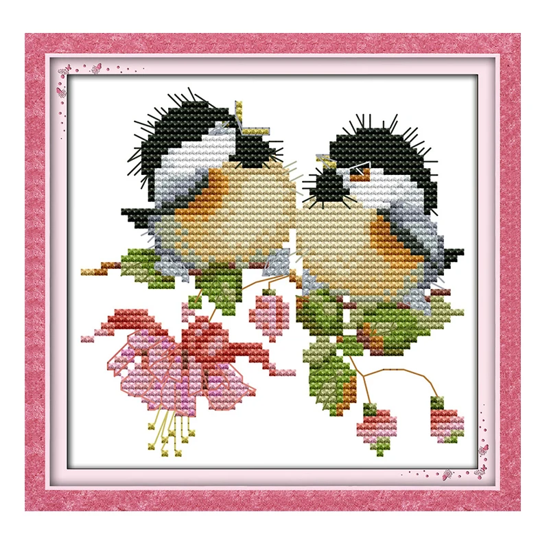 Набор для вышивки через плечо Joy Sunday с изображением птиц на цветах DMC14CT11CT