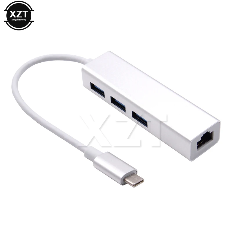 1 шт. тип-c в 3 порта USB 0 концентратор с RJ45 гигабит Ethernet сетевой LAN адаптер для Macbook