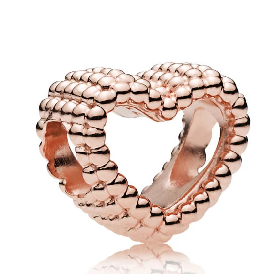 24-Love heart Подходят к оригинальному браслету Pandora, серебряные бусины, рождественские и любовные ажурные подвески для женщин, сделай сам, изготовление ювелирных изделий - Окраска металла: 24-Love heart