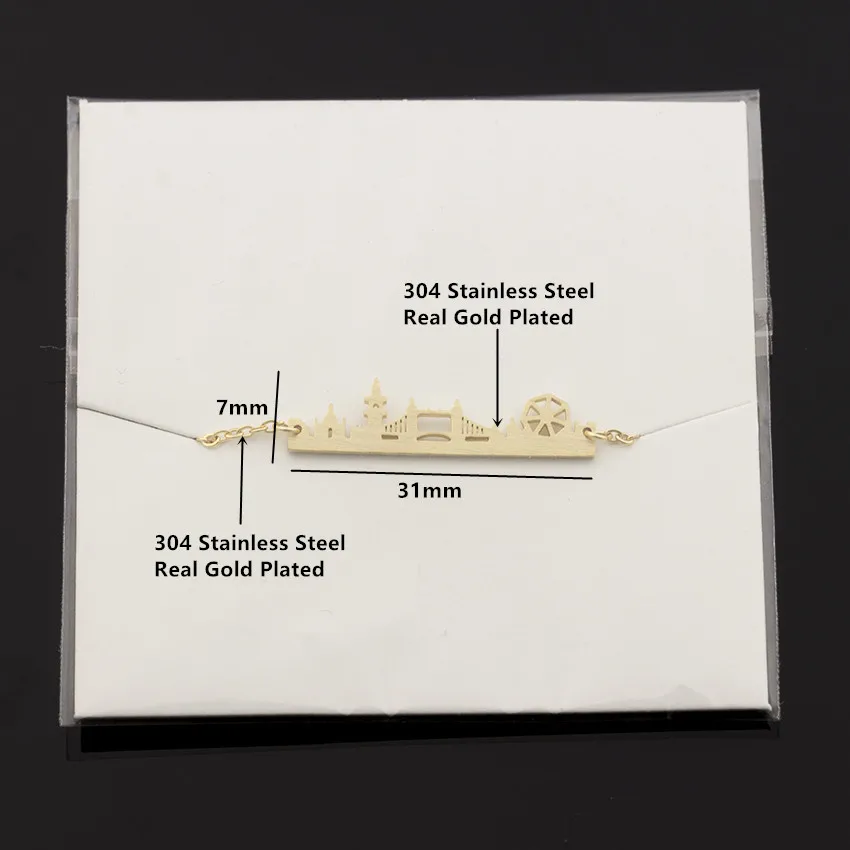 Великолепная сказка Тауэрский мост кулон браслет Англия Длинные Бар Разъем