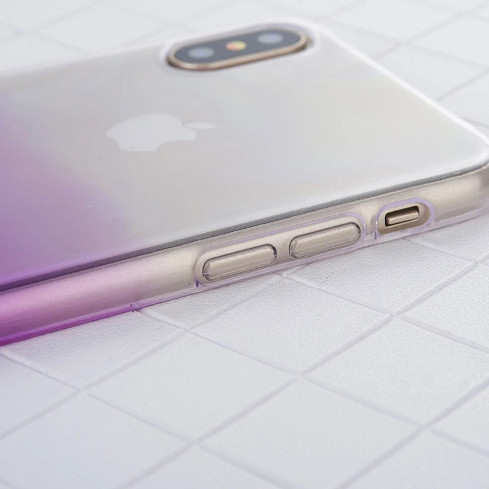 Градиентный Радужный ТПУ чехол для iphone X 6 6s 7 8 Plus LG G5 G6 G7 V10 V20 V30 K8 K10 2017 Q6 Q8